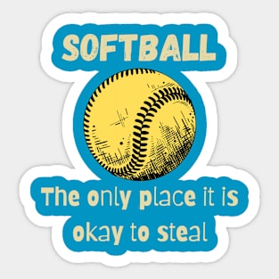 Softball steal Sticker